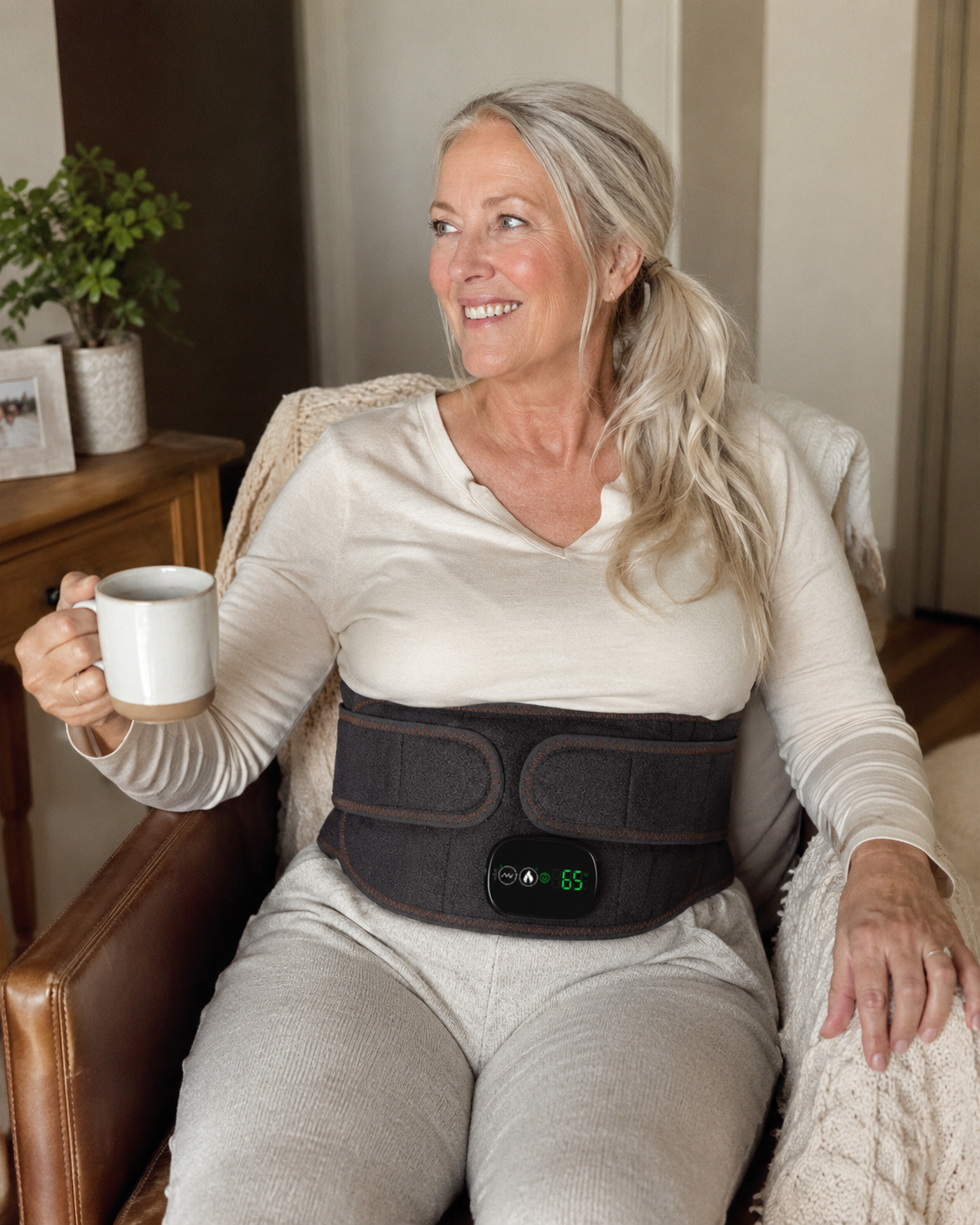 Michelle T. wearing the Kavora relief belt
