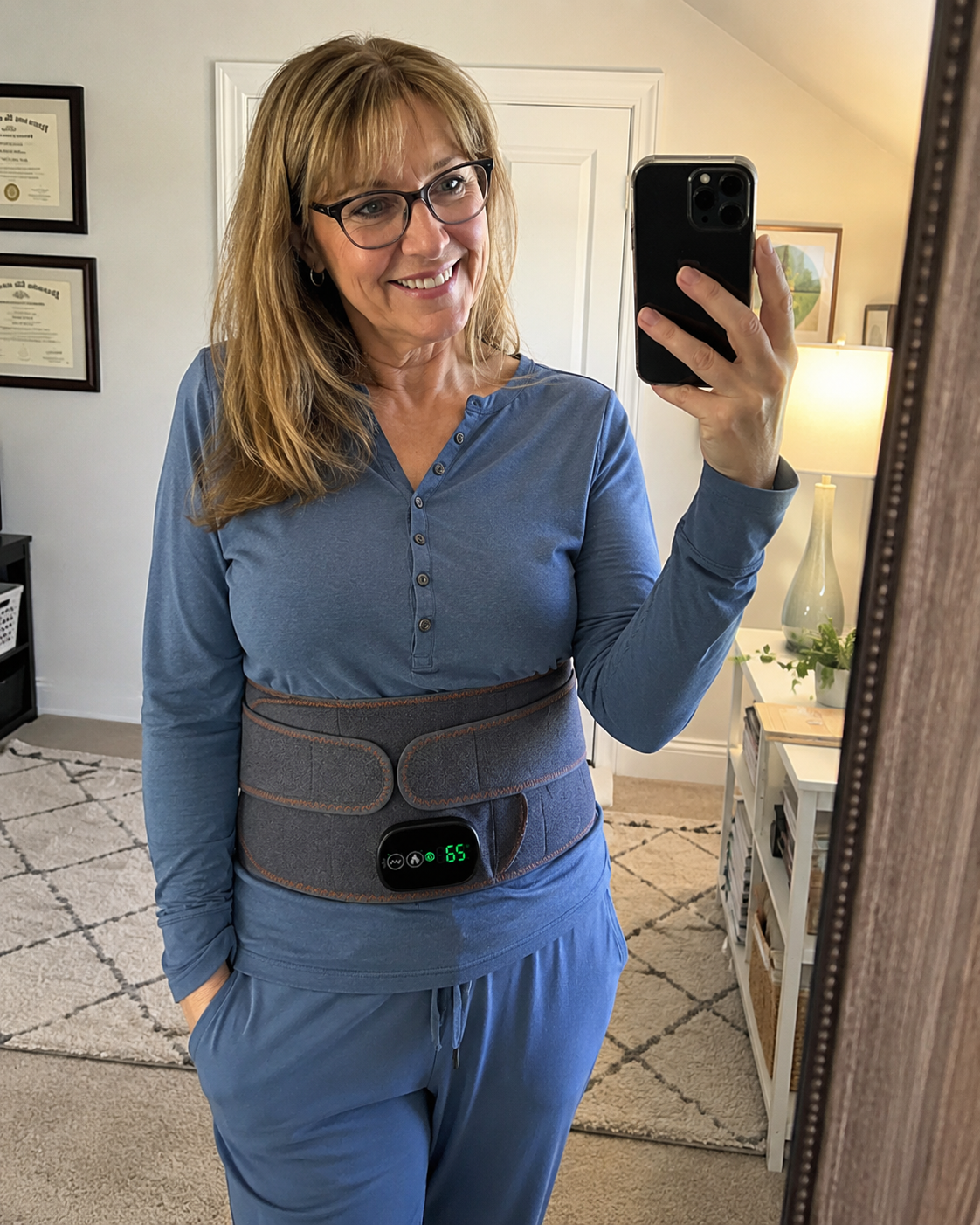Amanda R. wearing the Kavora relief belt