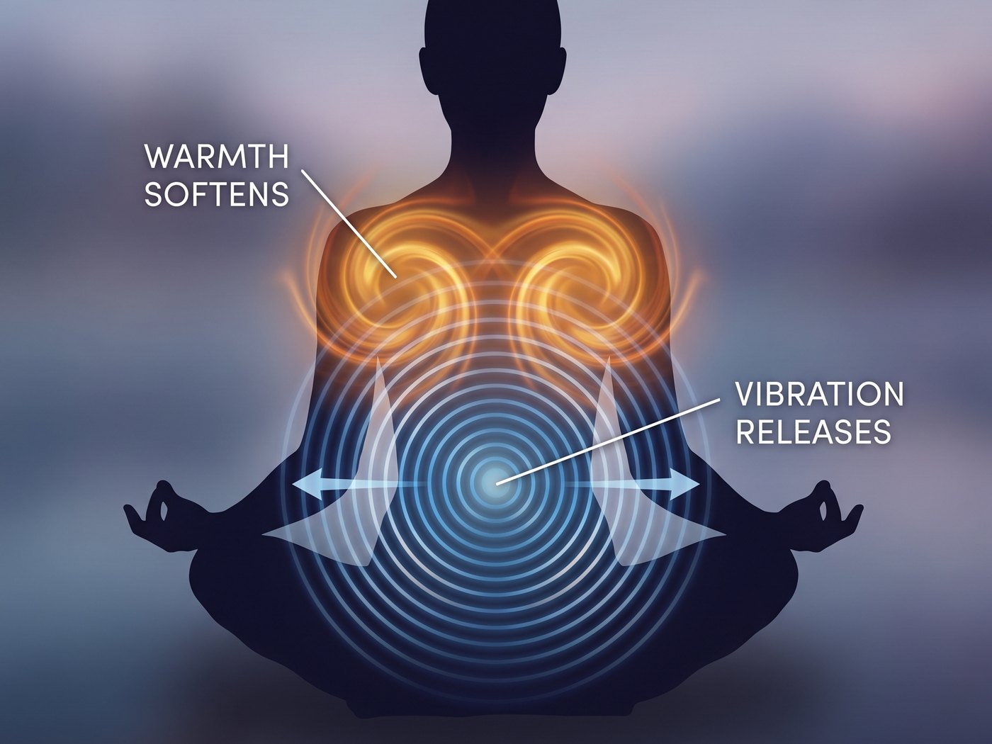 Warmth softens tissue, vibration releases it